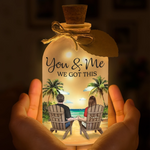 Custom Glass Bottle LED Light - Personalized Anniversary Wedding Gifts For Husband And Wife, Him And Her - Hand In Hand, No Matter What
