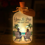 Custom Glass Bottle LED Light - Personalized Anniversary Wedding Gifts For Husband And Wife, Him And Her - Hand In Hand, No Matter What