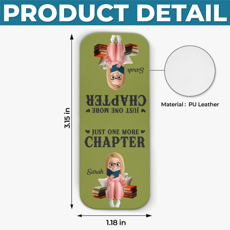 Custom Leather Magnetic Bookmark - Personalized  Bookish Gifts For Book Lovers, Bookworms, Readers - One More Page Always