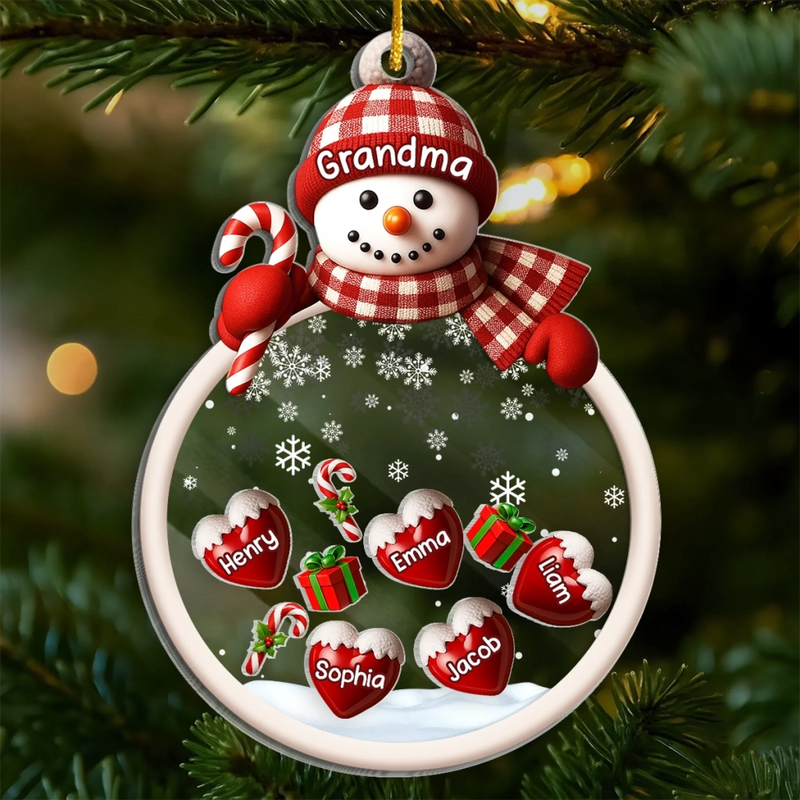 Custom Snowman 3 Layers Shaker Ornament - Personalized Christmas Birthday Gifts For Mom, Grandma - Cold Outside Warm Hearts
