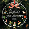 Custom Baby First Christmas Glass Ornament - Personalized Christmas Baby Shower, Gifts For New Moms, New Dads, New Parents - Baby’s First Sparkle