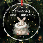 Custom Baby First Christmas Glass Ornament - Personalized Christmas Baby Shower, Gifts For New Moms, New Dads, New Parents - Our Little Star’s First Holiday