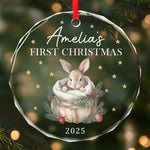 Custom Baby First Christmas Glass Ornament - Personalized Christmas Baby Shower, Gifts For New Moms, New Dads, New Parents - Our Little Star’s First Holiday
