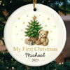 Custom Baby First Christmas Ceramic Ornament - Personalized Christmas Baby Shower, Gifts For New Moms, New Dads, New Parents - A Little Star Is Born