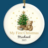 Custom Baby First Christmas Ceramic Ornament - Personalized Christmas Baby Shower, Gifts For New Moms, New Dads, New Parents - A Little Star Is Born