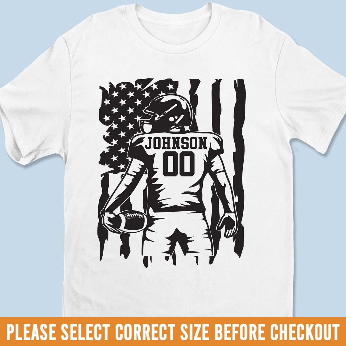 Custom Football Player T-shirt, Hoodie - Personalized Birthday Football Gifts For American Football Players, Football Lovers, NFL Fans - American Football With Flag