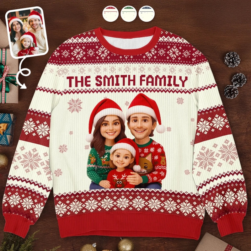 Custom Photo Unisex Ugly Sweatshirt - Personalized  Christmas Birthday Gifts For Mom, Dad, Brother, Sister, Kids - All Wrapped Up In Love