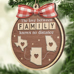 Custom Long Distance Wood Ornament - Personalized Christmas Birthday Gifts For Mom, Dad, Brother, Sister, Kids - Family Ties Know No Miles