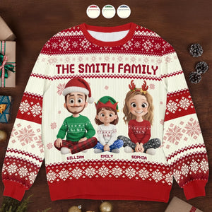 Custom Unisex Ugly Sweatshirt - Personalized  Christmas Birthday Gifts For Family, Dog Cat Lovers - Santa’s Favorite Family