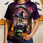 Custom Unisex T-shirt - Personalized Halloween Costume Witchy Gifts For Besties, Sisters, BFF, Family, Yourself - Living Free With A Spellbound Heart