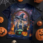 Custom Unisex T-shirt - Personalized Halloween Costume Witchy Gifts For Besties, Sisters, BFF, Family, Yourself - Living Free With A Spellbound Heart