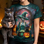 Custom Unisex T-shirt - Personalized Halloween Costume Witchy Gifts For Besties, Sisters, BFF, Family, Yourself - Living Free With A Spellbound Heart