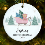Custom Ceramic First Christmas Ornament - Personalized Christmas Baby Shower, Gifts For New Moms, New Dads, New Parents - Little Feet, Christmas Sweet