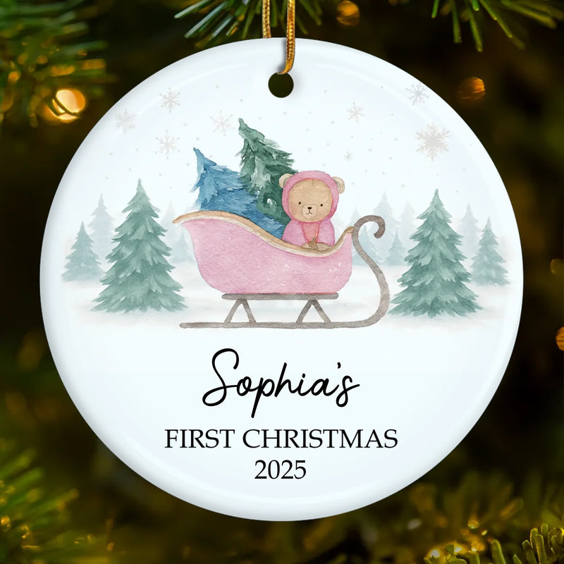 Custom Ceramic First Christmas Ornament - Personalized Christmas Baby Shower, Gifts For New Moms, New Dads, New Parents - Little Feet, Christmas Sweet