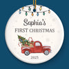 Custom Baby First Christmas Ceramic Ornament - Personalized Christmas Baby Shower, Gifts For New Moms, New Dads, New Parents - Tiny Wonders Light The First Christmas