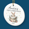 Custom Baby First Christmas Ceramic Ornament - Personalized Christmas Baby Shower, Gifts For New Moms, New Dads, New Parents - First Christmas Wrapped In Pure Love
