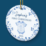 Custom Baby First Christmas Ceramic Ornament - Personalized Christmas Baby Shower, Gender Reveal Gifts For New Moms, New Dads, New Parents - Santa’s Newest Helper