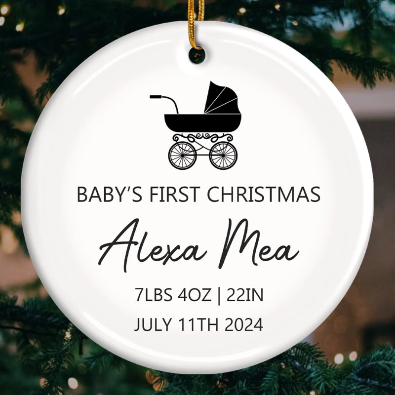 Custom Baby First Christmas Ceramic Ornament - Personalized Christmas Baby Shower, Gender Reveal Gifts For New Moms, New Dads, New Parents - Our Little Wonder