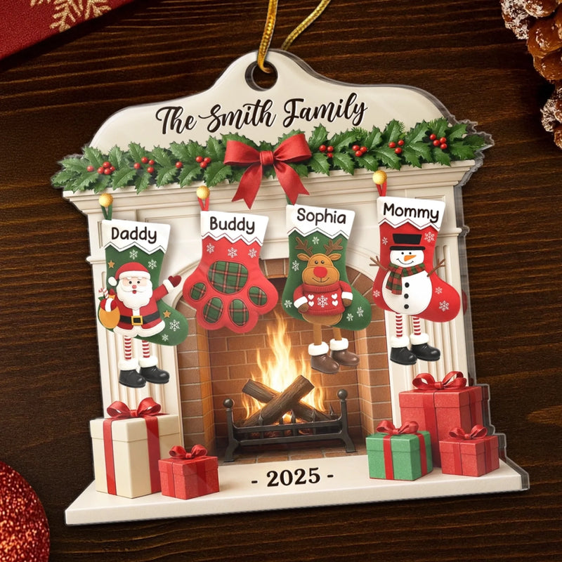 Custom Acrylic Ornament - Personalized Christmas Birthday Gifts For Mom, Dad, Brother, Sister, Kids - Christmas Glows Where Hearts Gather