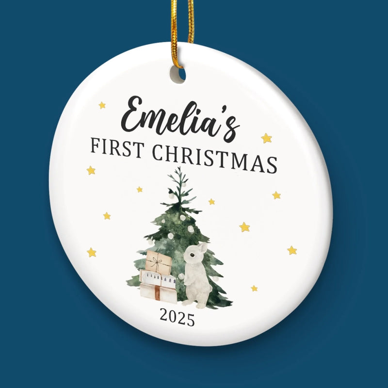 Custom Ceramic First Christmas Ornament - Personalized Christmas Baby Shower, Gifts For New Moms, New Dads, New Parents - All Is Bright With You