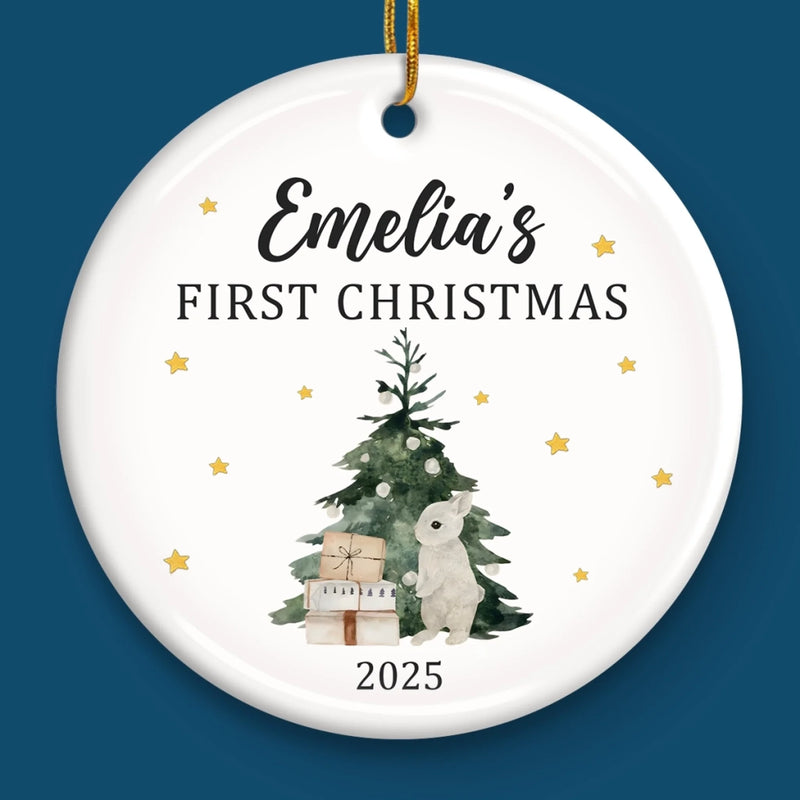 Custom Ceramic First Christmas Ornament - Personalized Christmas Baby Shower, Gifts For New Moms, New Dads, New Parents - All Is Bright With You