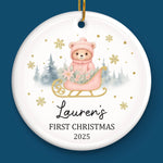 Custom Baby First Christmas Ceramic Ornament - Personalized Christmas Baby Shower, Gender Reveal Gifts For New Moms, New Dads, New Parents - Little Blessing
