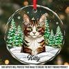 Custom Photo Circle Glass Ornament - Personalized Pet Christmas Memorial Sympathy Gifts For Dogs, Cats - Silent Whiskers Echo With Love