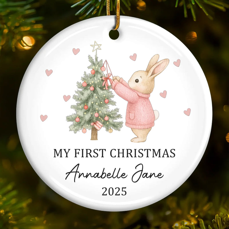 Custom Baby First Christmas Ceramic Ornament - Personalized Christmas Baby Shower, Gifts For New Moms, New Dads, New Parents - A New Star Brightens Christmas Night