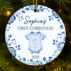 Custom Baby First Christmas Ceramic Ornament - Personalized Christmas Baby Shower, Gender Reveal Gifts For New Moms, New Dads, New Parents - Santa’s Newest Helper
