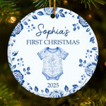 Custom Baby First Christmas Ceramic Ornament - Personalized Christmas Baby Shower, Gender Reveal Gifts For New Moms, New Dads, New Parents - Santa’s Newest Helper