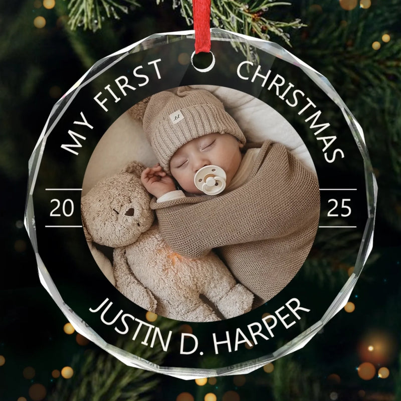 Custom Baby First Christmas Glass Ornament - Personalized Christmas Baby Shower, Gifts For New Moms, New Dads, New Parents - Santa’s Smallest Believer