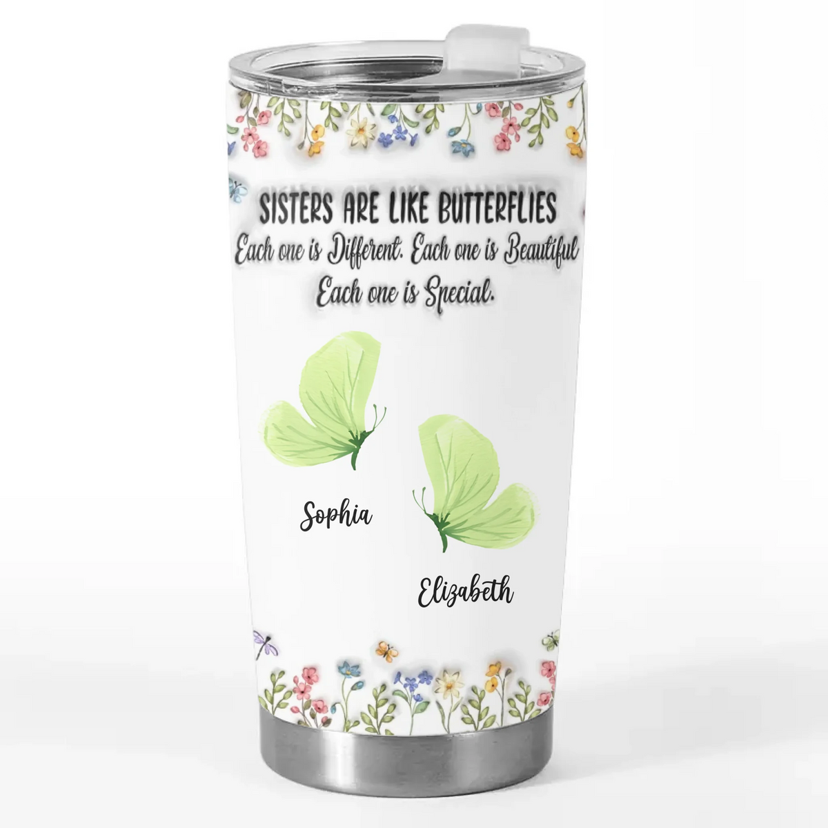 Custom Butterfly Tumbler - Personalized Best Friend Birthday Gifts For Women, Besties, Sisters, BFF - Together We Fly Higher