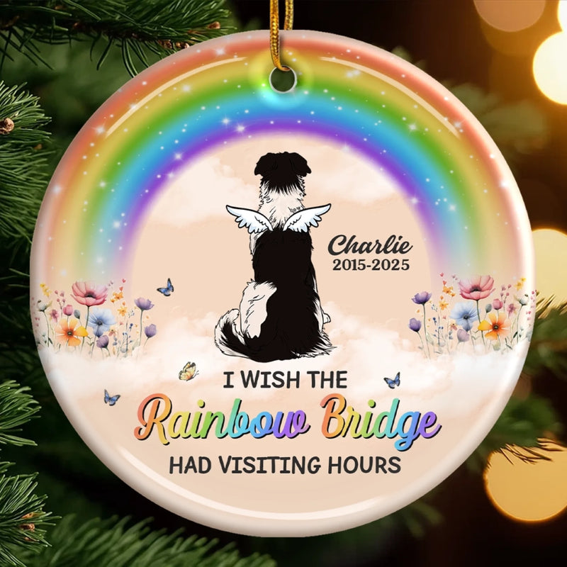 Custom Rainbow Bridge Ceramic Ornament - Personalized Pet Christmas Memorial Sympathy Gifts For Dogs - My Sky Companion