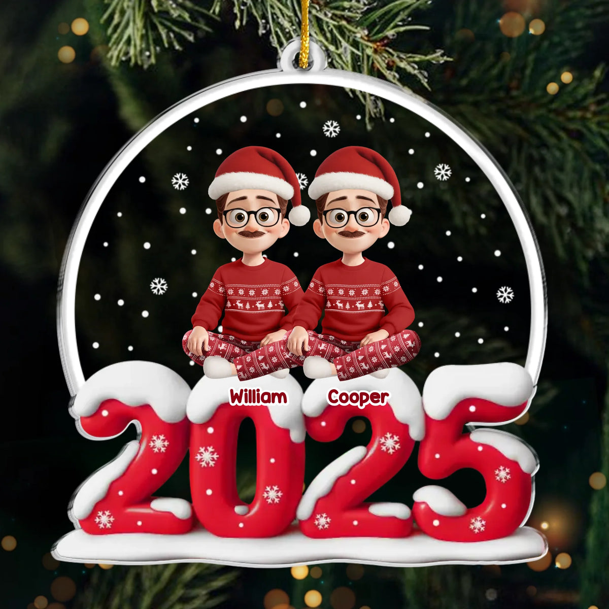 Custom Acrylic Ornament - Personalized Christmas Birthday Gifts For Family, Dog Cat Lovers - Happy Together