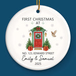 Custom First Christmas In New Home Ceramic Ornament - Personalized Anniversary Christmas Wedding Gifts For Husband And Wife, Him And Her, New Homeowners, Couples, Friends - New Home New Memories
