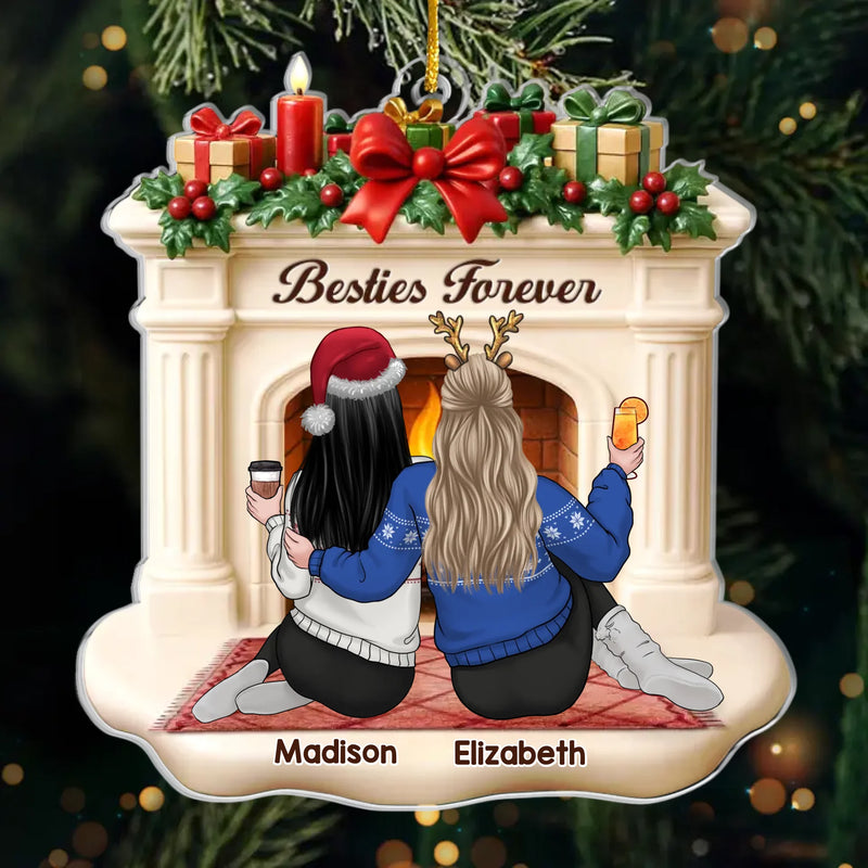Custom Acrylic Ornament - Personalized Best Friend Christmas Birthday Gifts For Women, Besties, Sisters, BFF - Side By Side Through It All