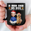 Custom Black Mug - Personalized Christmas  Birthday Gifts For Dog Lovers, Dog Dad And Mom - A Man And His Dog, Unbreakable Bond