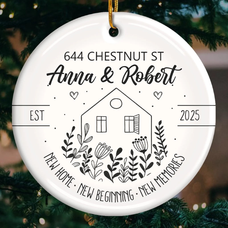 Custom First Christmas In New Home Ceramic Ornament - Personalized Anniversary Christmas Wedding Gifts For Husband And Wife, Him And Her, New Homeowners, Couples, Friends - Home Is Our Best Gift