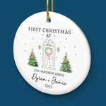 Custom First Christmas In New Home Ceramic Ornament - Personalized Anniversary Christmas Wedding Gifts For Husband And Wife, Him And Her, New Homeowners, Couples, Friends - Our Forever Beginning