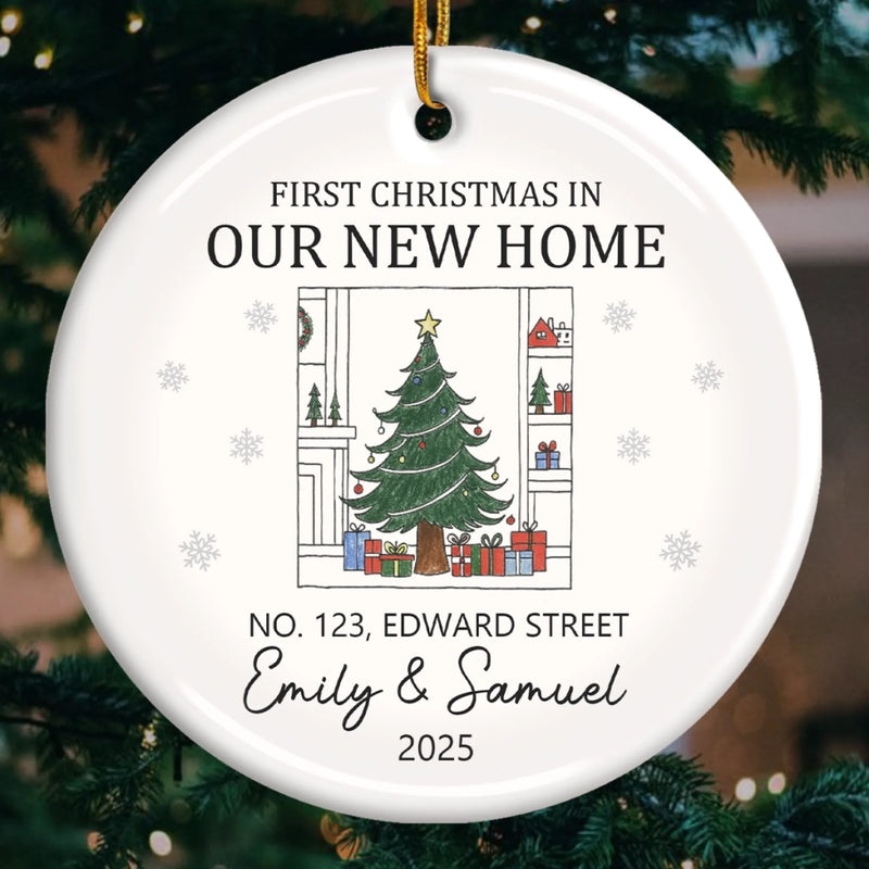 Custom Photo First Christmas In New Home Ceramic Ornament - Personalized Anniversary Christmas Wedding Gifts For Husband And Wife, Him And Her, New Homeowners, Couples, Friends - Together We Built This Home