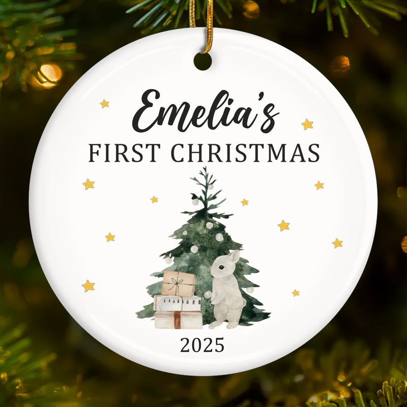 Custom Ceramic First Christmas Ornament - Personalized Christmas Baby Shower, Gifts For New Moms, New Dads, New Parents - All Is Bright With You