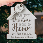 Custom First Christmas In New Home Wood Ornament - Personalized Anniversary Christmas Wedding Gifts For Husband And Wife, Him And Her, New Homeowners, Couples, Friends - Our Story Begins Here