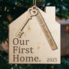 Custom First Christmas In New Home Wood Ornament - Personalized Anniversary Christmas Wedding Gifts For Husband And Wife, Him And Her, New Homeowners, Couples, Friends - Our First Home Journey Begins