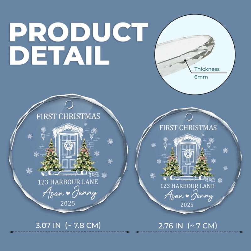 Custom New Home First Home Glass Ornament - Personalized Christmas Ornament For Couples, First Home Keepsake, Housewarming Bauble Gift, New Home Keepsake Gift- Our Little Family, Our New Home