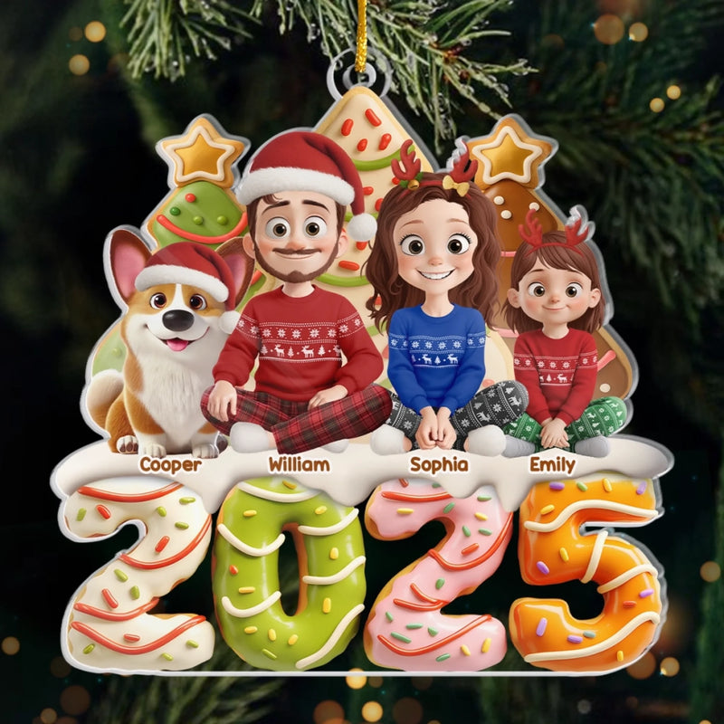 Custom Acrylic Ornament - Personalized Christmas Birthday Gifts For Family, Dog Cat Lovers - Cheers To Family Love