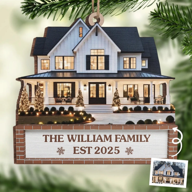 Custom Photo First Christmas In New Home Wood Ornament - Personalized Anniversary Christmas Wedding Gifts For Husband And Wife, Him And Her, New Homeowners, Couples, Friends - Love Fills Home