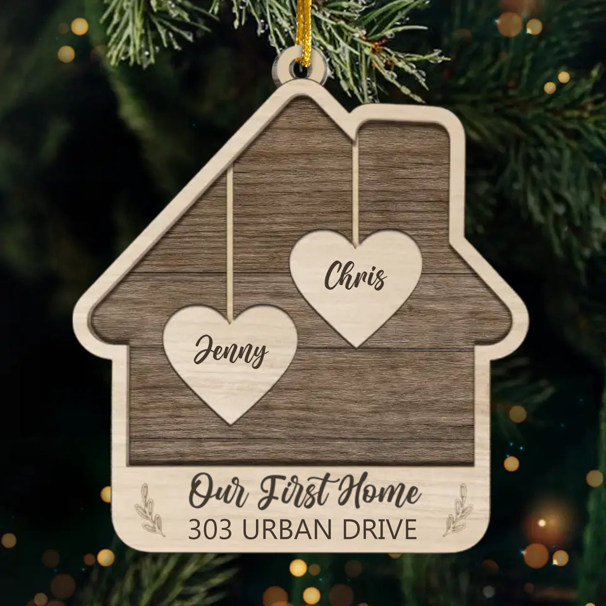 Custom First Christmas In New Home Ceramic Ornament - Personalized Anniversary Christmas Wedding Gifts For Husband And Wife, Him And Her, New Homeowners, Couples, Friends - Our First Little Nest