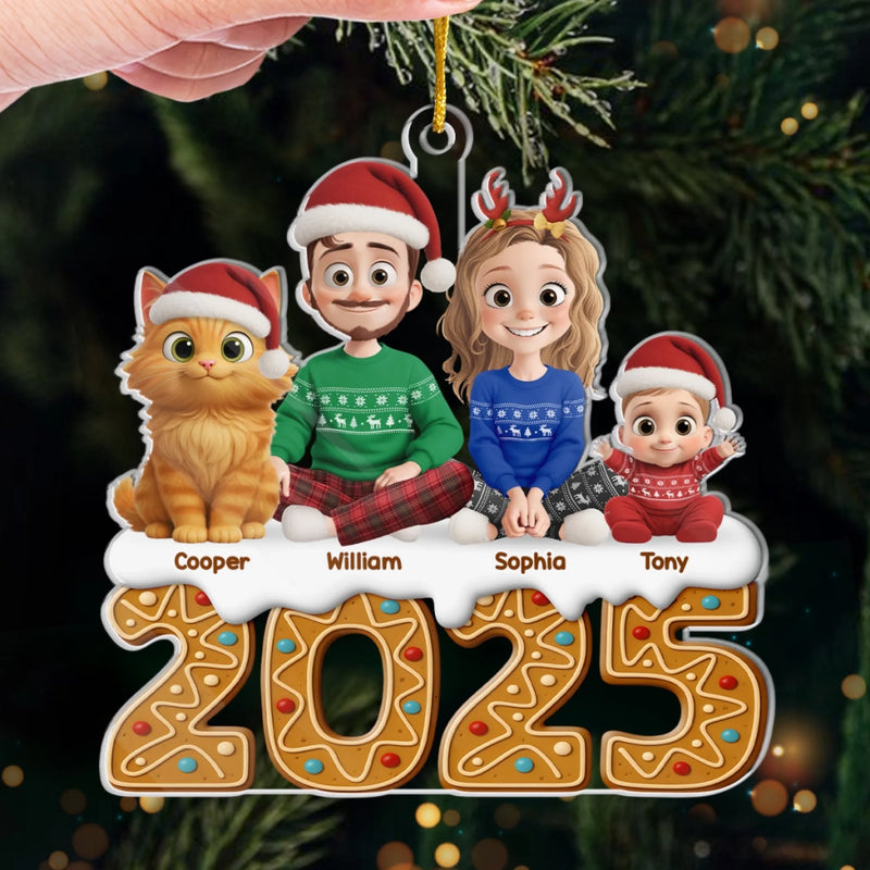 Custom Acrylic Ornament - Personalized Christmas Birthday Gifts For Family, Dog Cat Lovers - Gingerbread Dreams, Family Themes