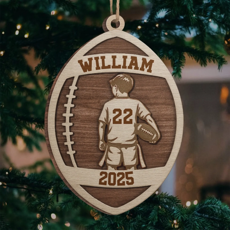 Custom American Football Wood Ornament -Personalized Gift For Birthday, Football Football Lovers, NFL Fans, Sport Lovers, Senior Graduation Gift, Christmas Gifts, Christmas Decoration - Born To Play