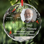 Custom Photo Cardinal Circle Glass Ornament - Personalized Christmas Memorial Sympathy Gifts For Loss Of Mom, Dad - Always In Our Hearts And Memories